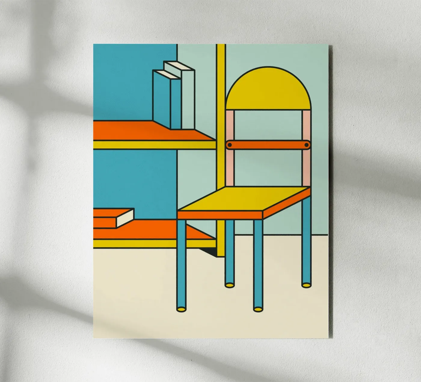 Bookshelf and Chair pannello forex da Jazzberry Blue