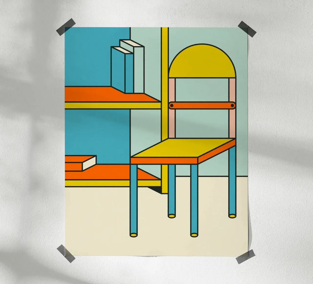Libreria e sedia poster con telaio in alluminio da Jazzberry Blue