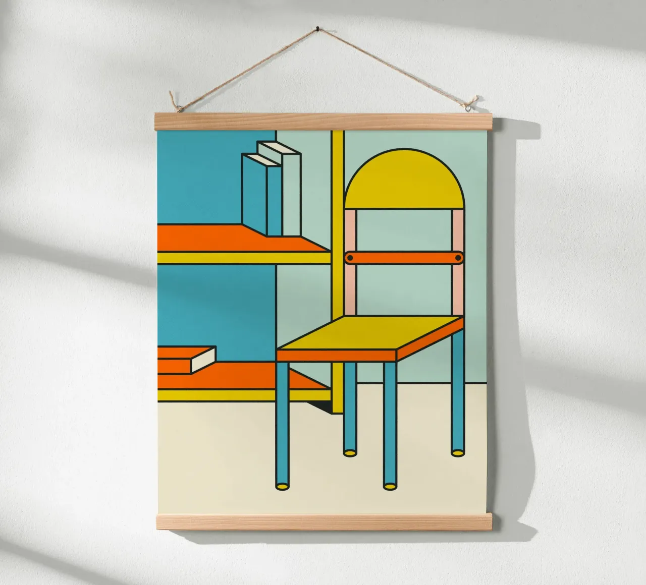 Libreria e sedia poster con telaio in alluminio da Jazzberry Blue