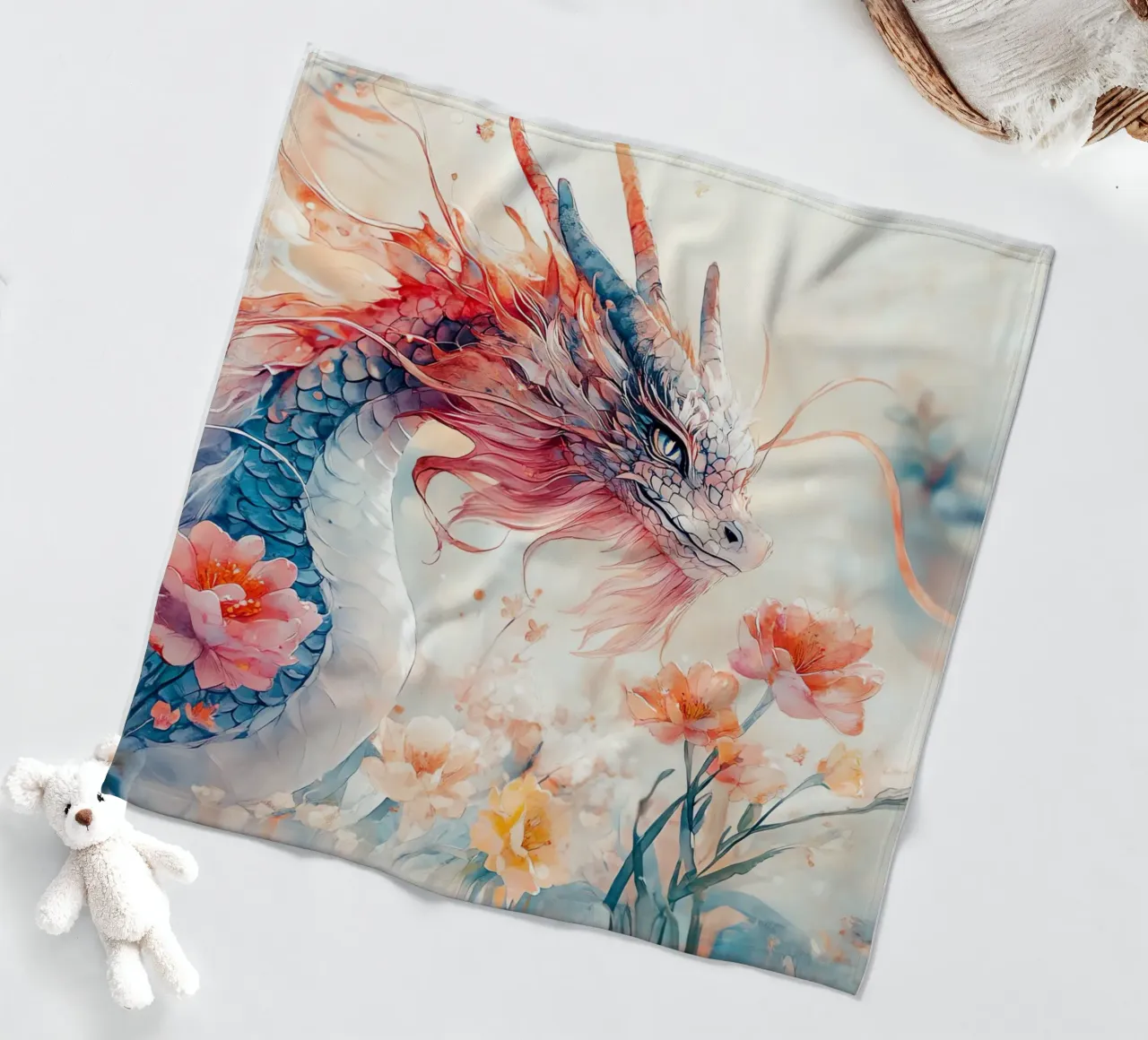 Dragon & Fleurs coperta in pile da Théïa's Fantasia World