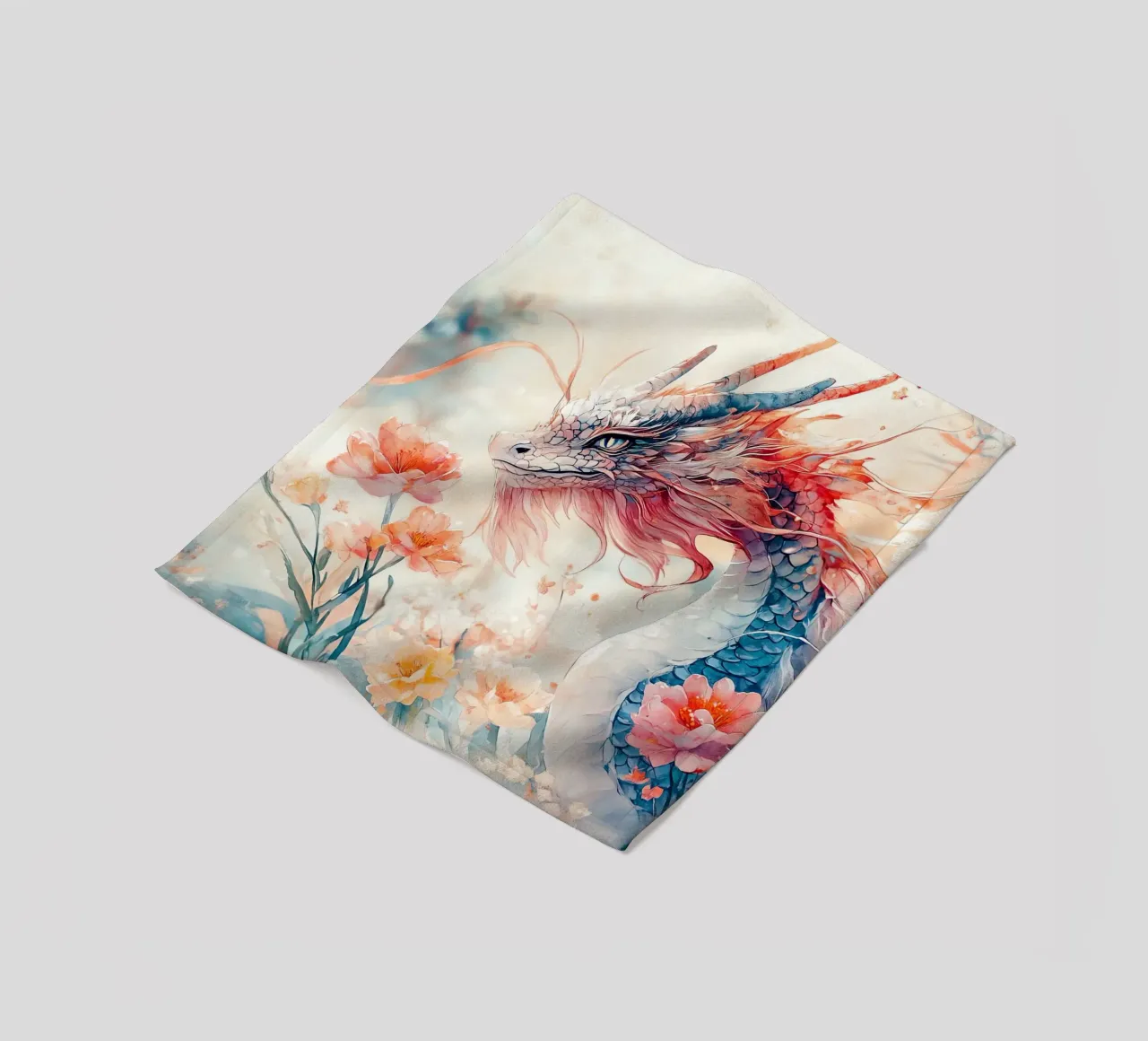 Dragon & Fleurs coperta in pile da Théïa's Fantasia World