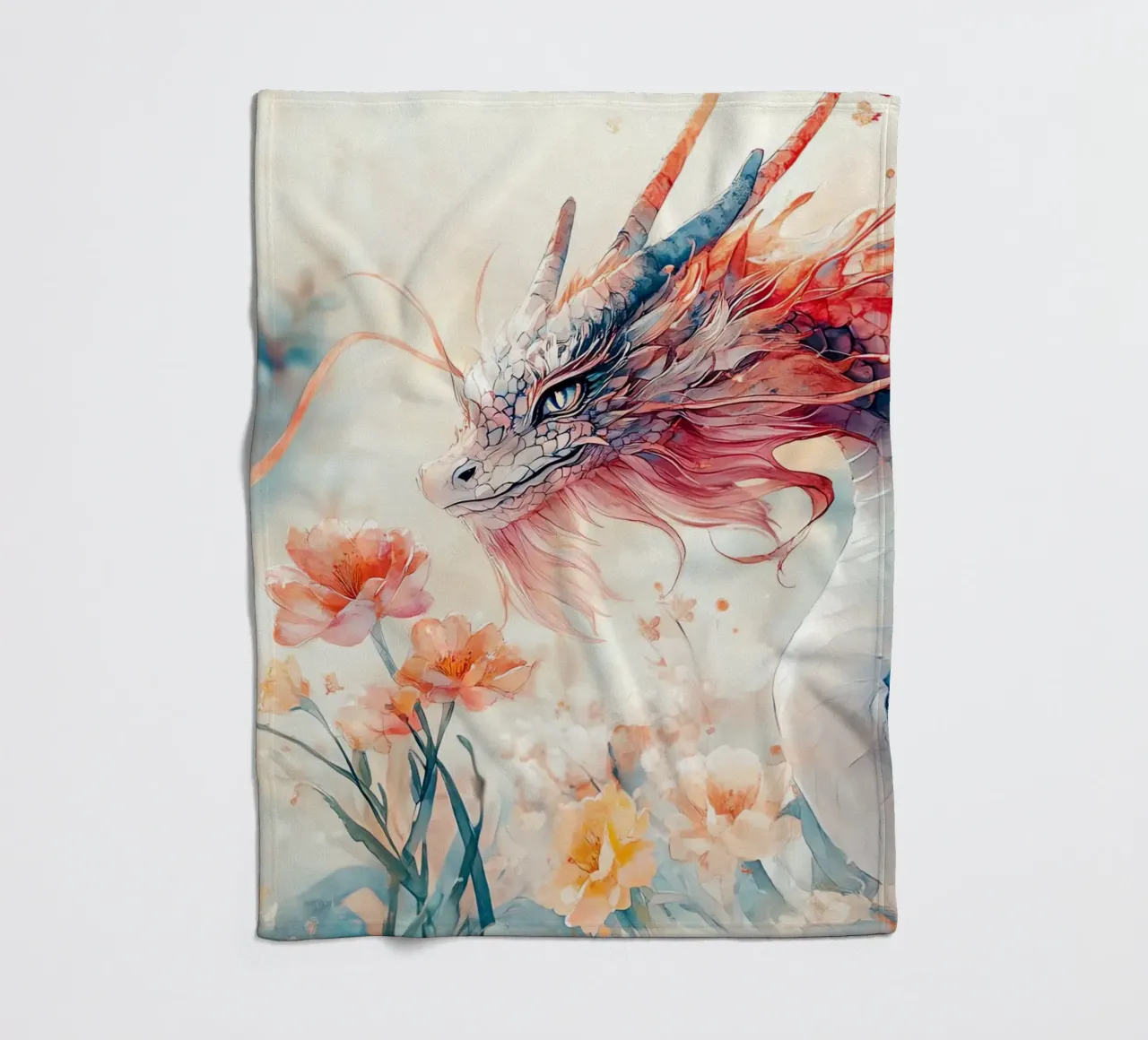 Dragon & Fleurs coperta in pile da Théïa's Fantasia World