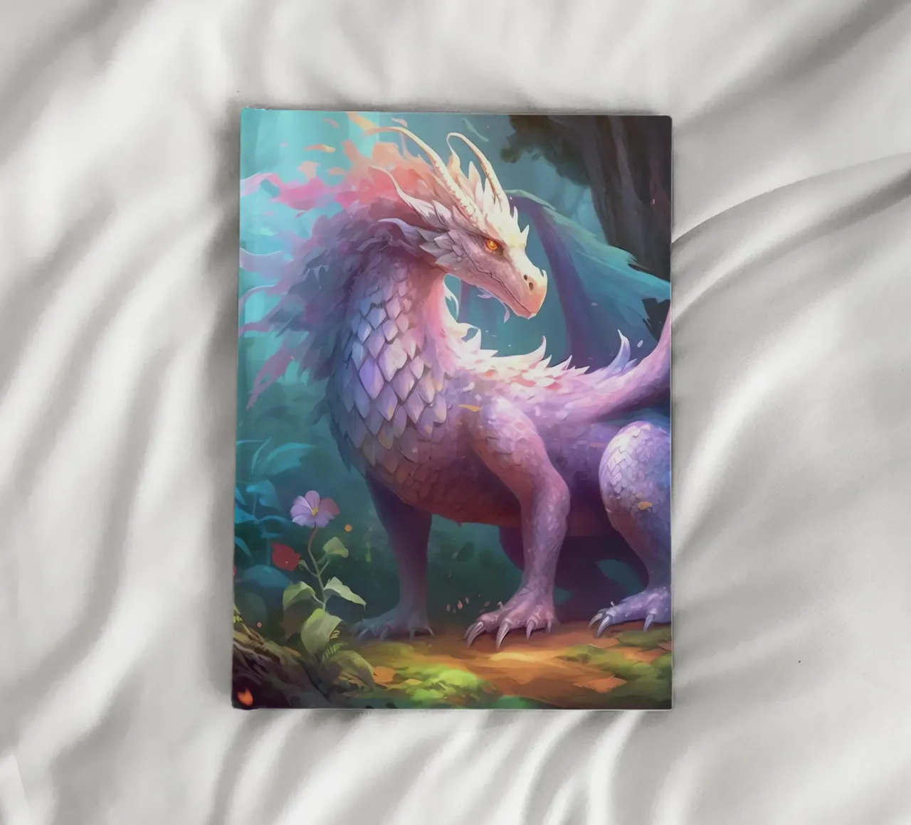 Dragon dans une forêt fleurie notebook by Théïa's Fantasia World