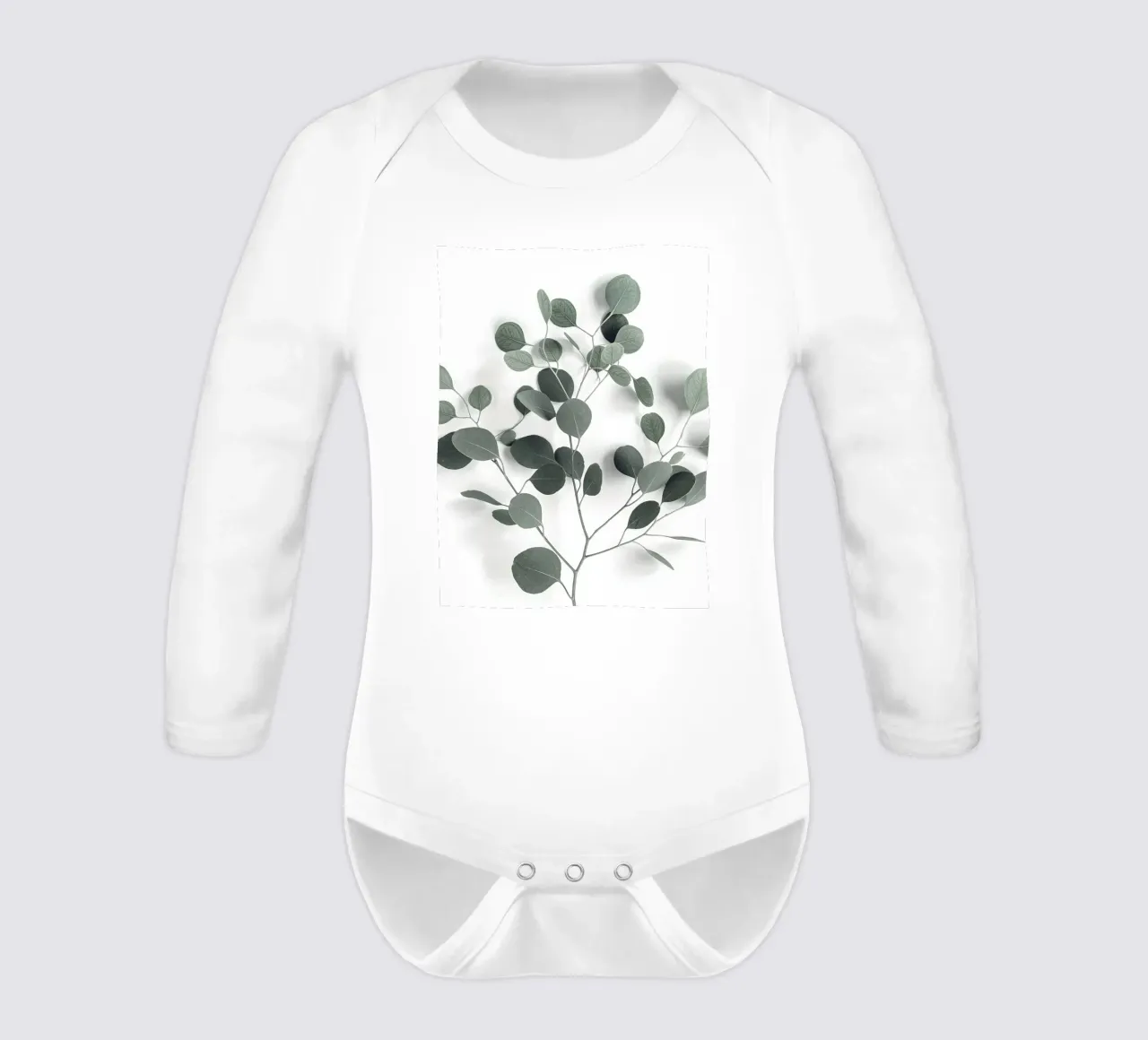 Minimalistisches Eukalyptus-Design – Natur inspiriert Langarm Babybody von Whole©