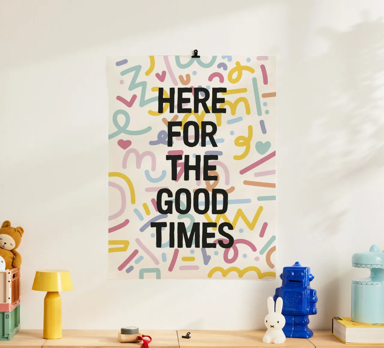 Here For The Good Times poster con telaio in alluminio da The Native State