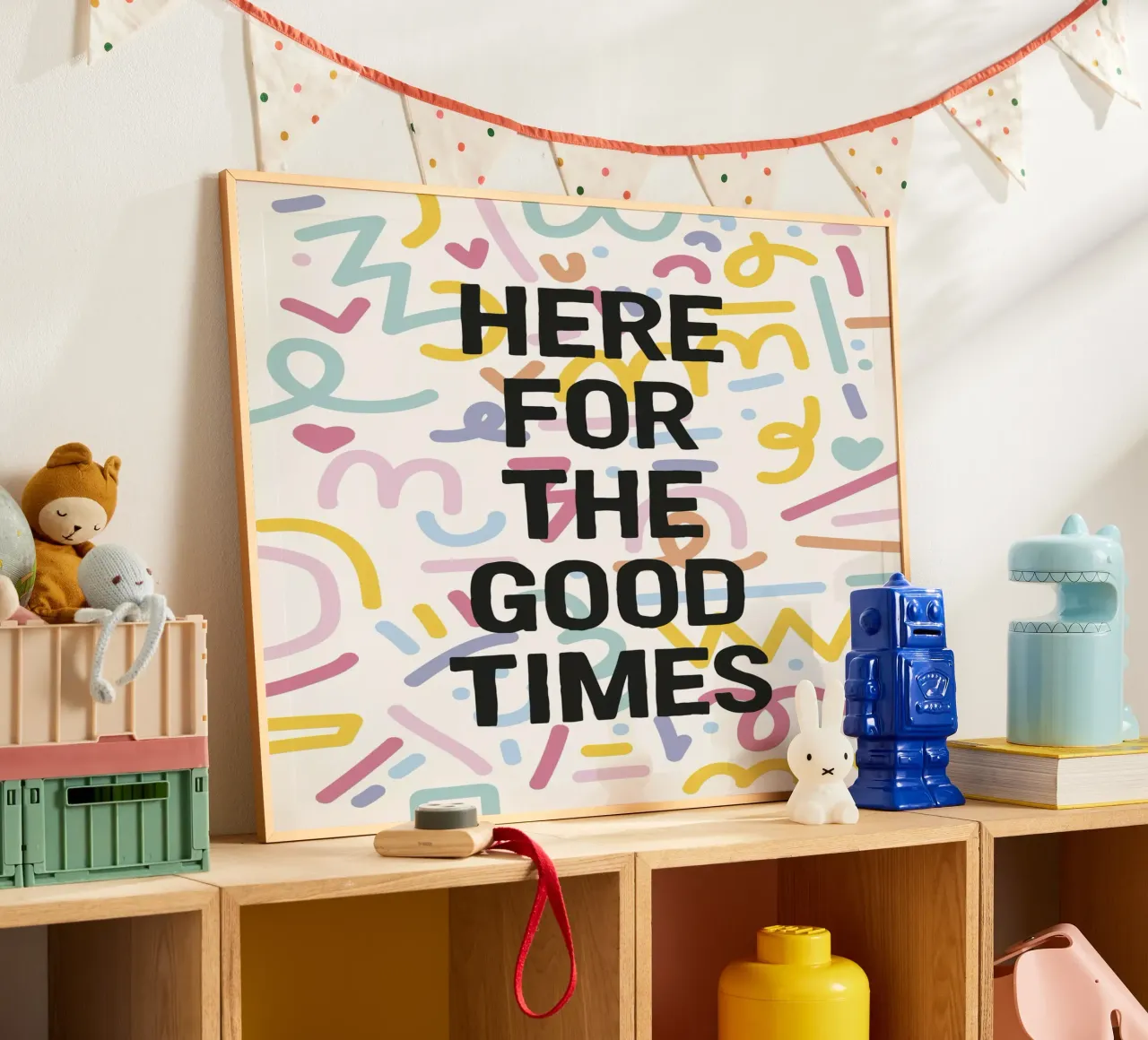 Here For The Good Times poster con telaio in alluminio da The Native State