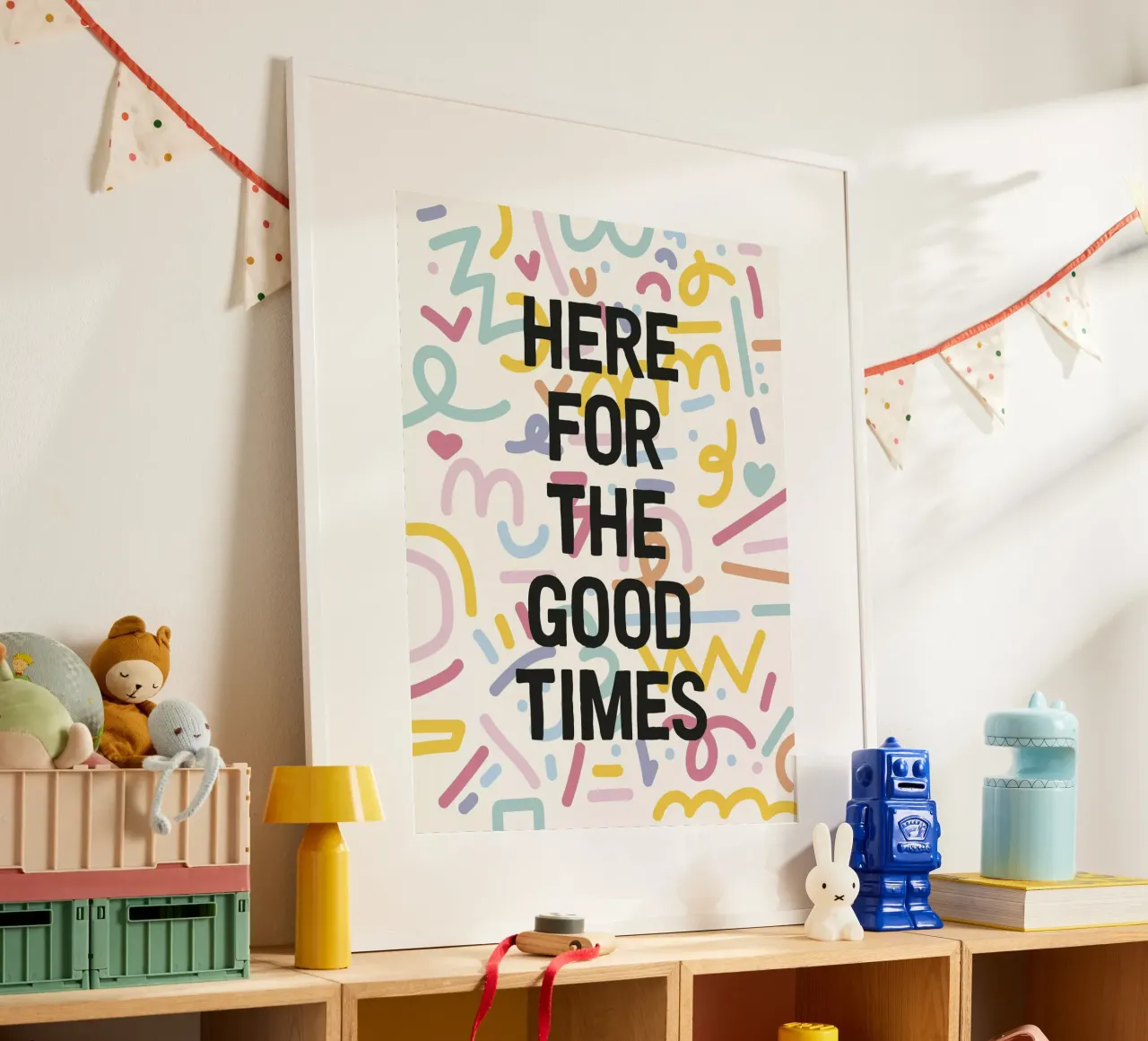 Here For The Good Times poster con telaio in alluminio da The Native State