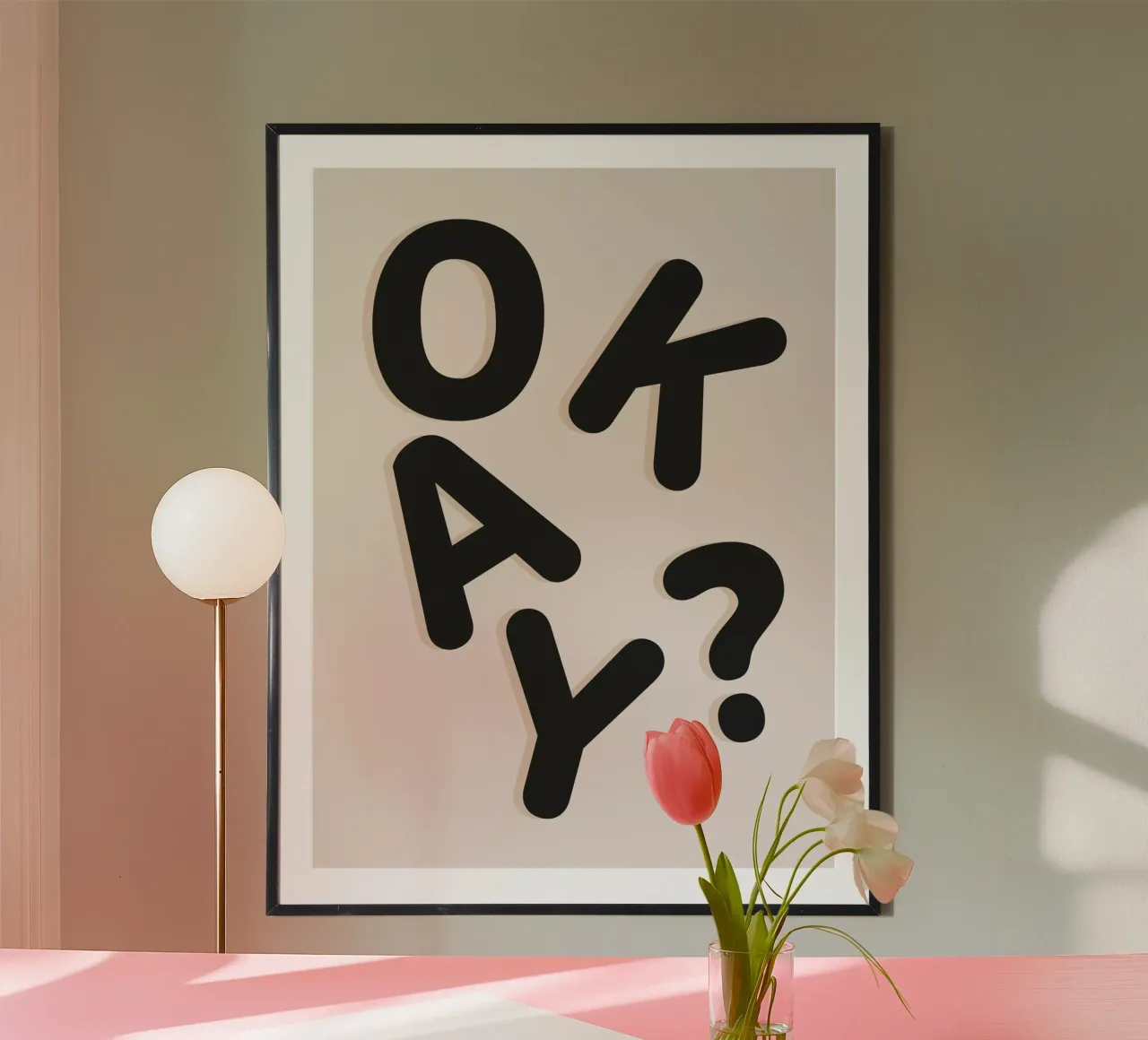 Okay? poster with plastic frame by The Native State