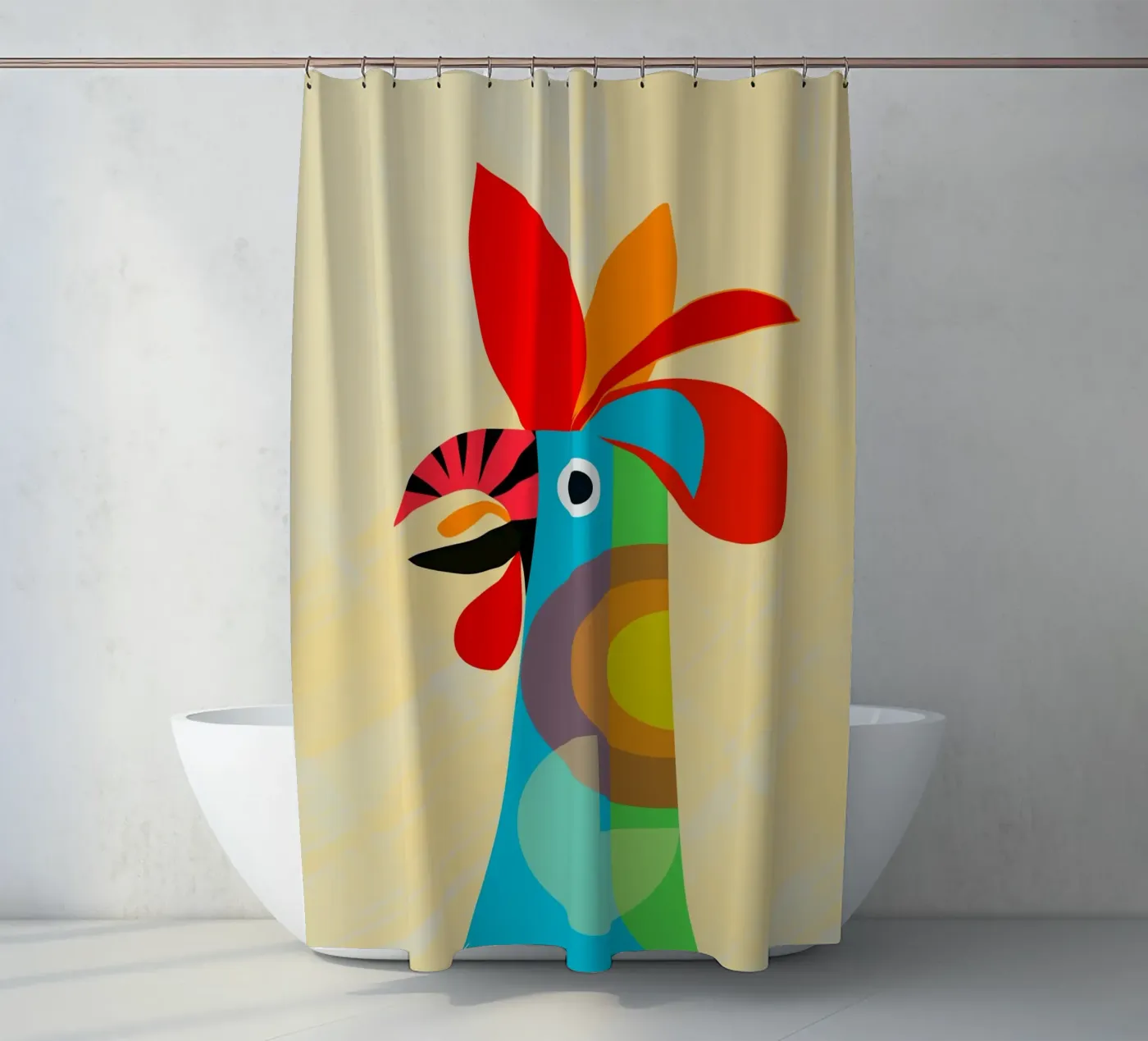 Rooster douchegordijn van MirimoDesign