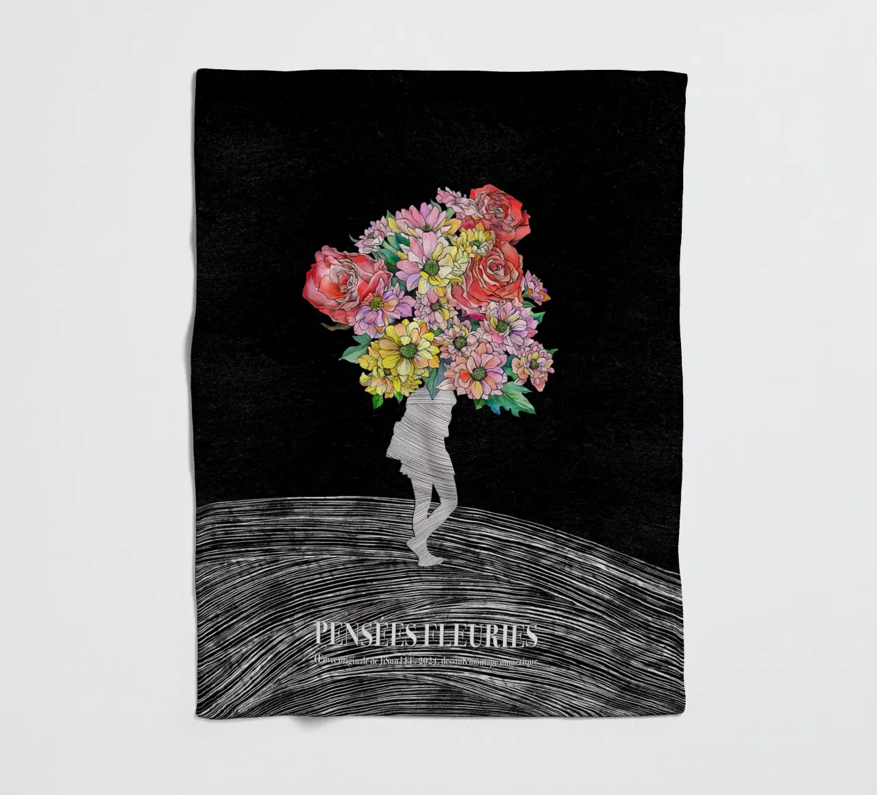 Pensées Fleuries coperta in pile da artleejisun