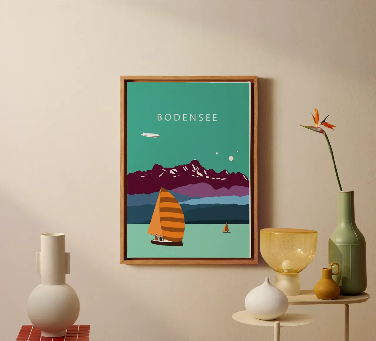 Bodensee, Konstanz, Lindau, Bregenz, Friedrichshafen, Säntis tela con Cornice a cassetta da Taimanta