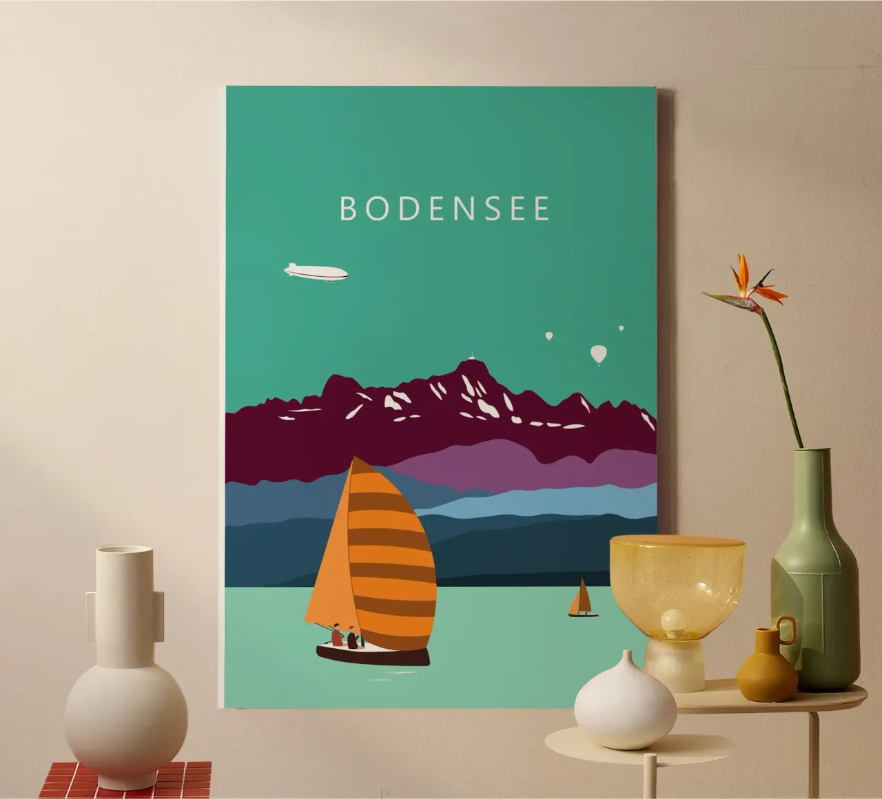 Bodensee, Konstanz, Lindau, Bregenz, Friedrichshafen, Säntis tela con Cornice a cassetta da Taimanta
