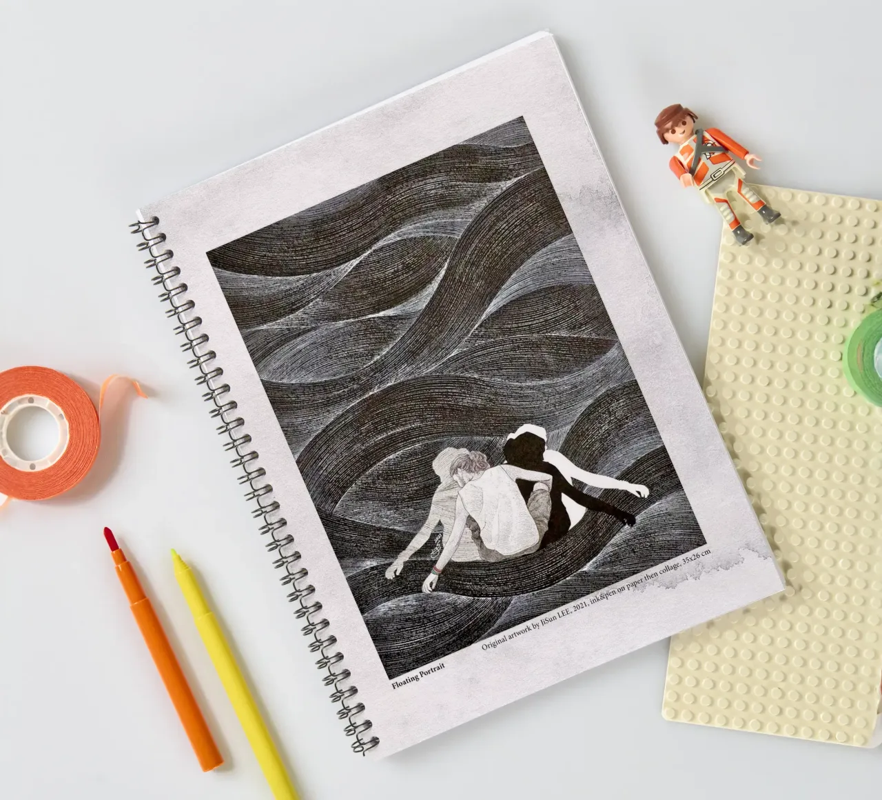 Floating Portrait - 2 spiral notebook by artleejisun