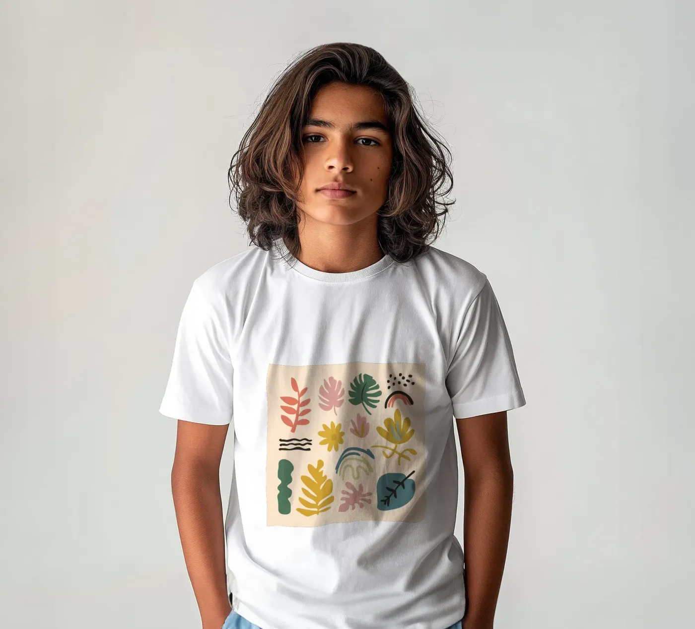 Patchwork botanico astratto t-shirt bambini da Luxe Brush