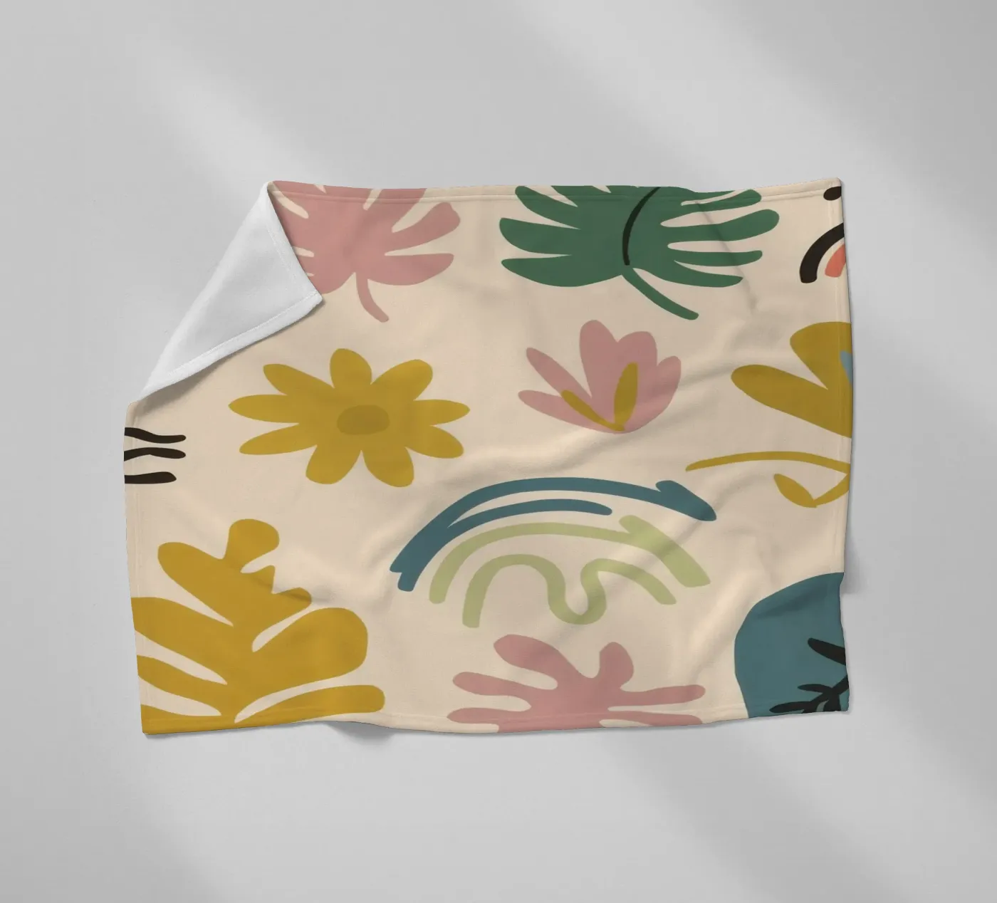 Botanical Abstract Patchwork fleece blanket by Luxe Brush