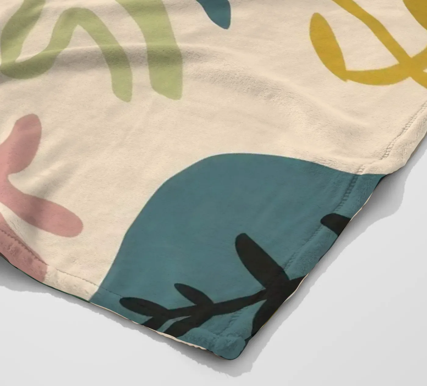 Botanical Abstract Patchwork fleece blanket by Luxe Brush