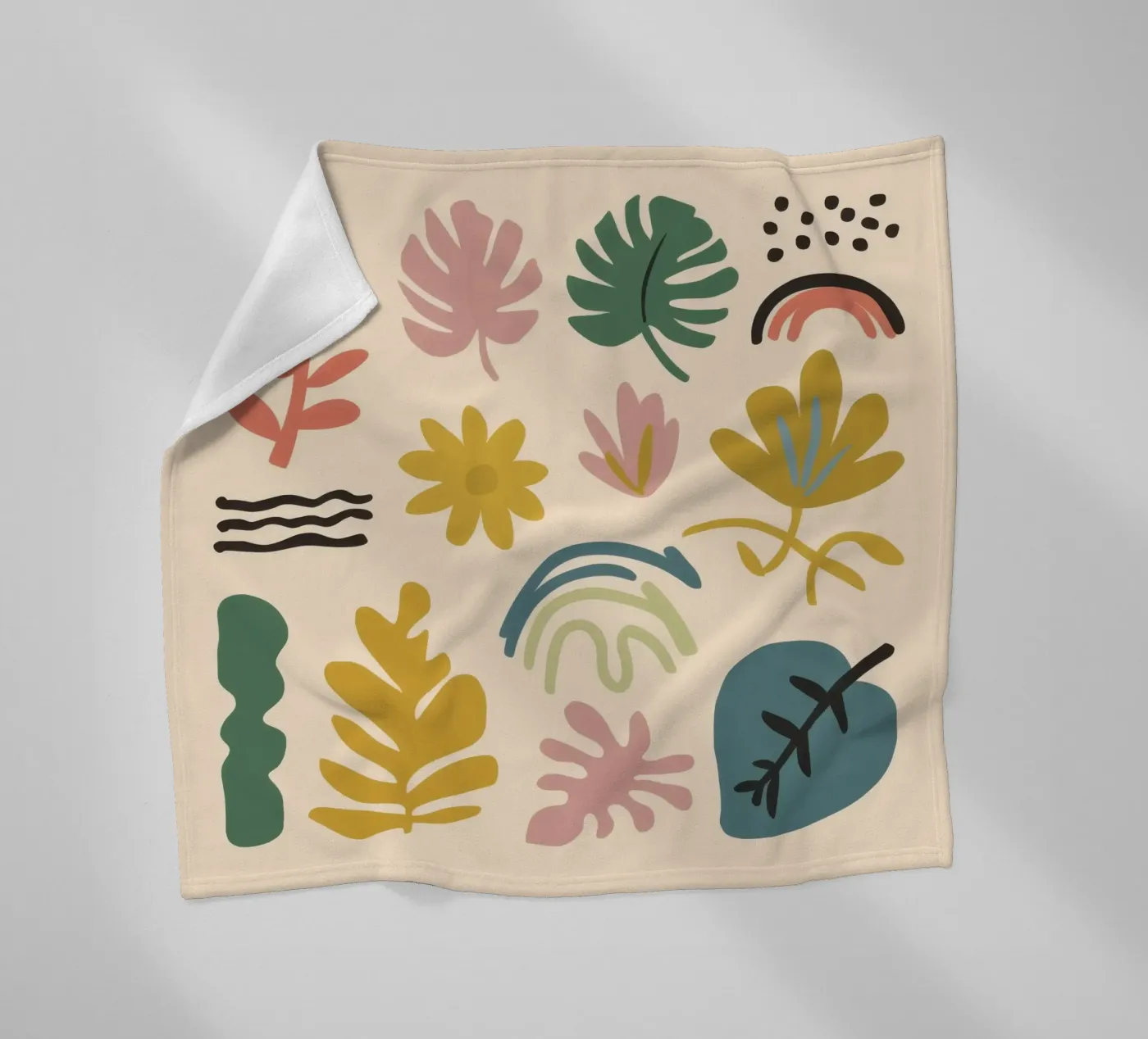 Botanical Abstract Patchwork fleece blanket by Luxe Brush