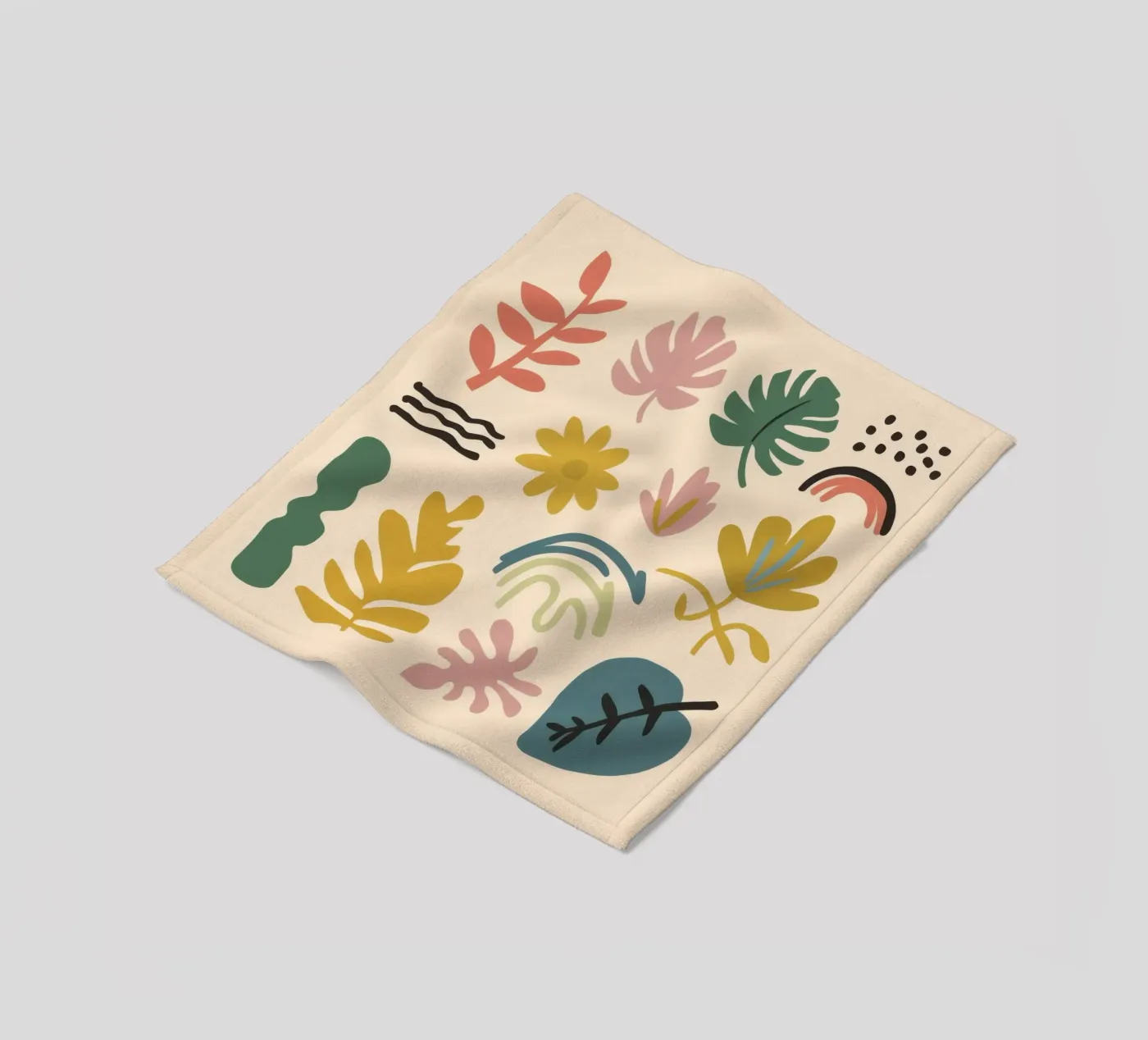 Botanical Abstract Patchwork fleece blanket by Luxe Brush