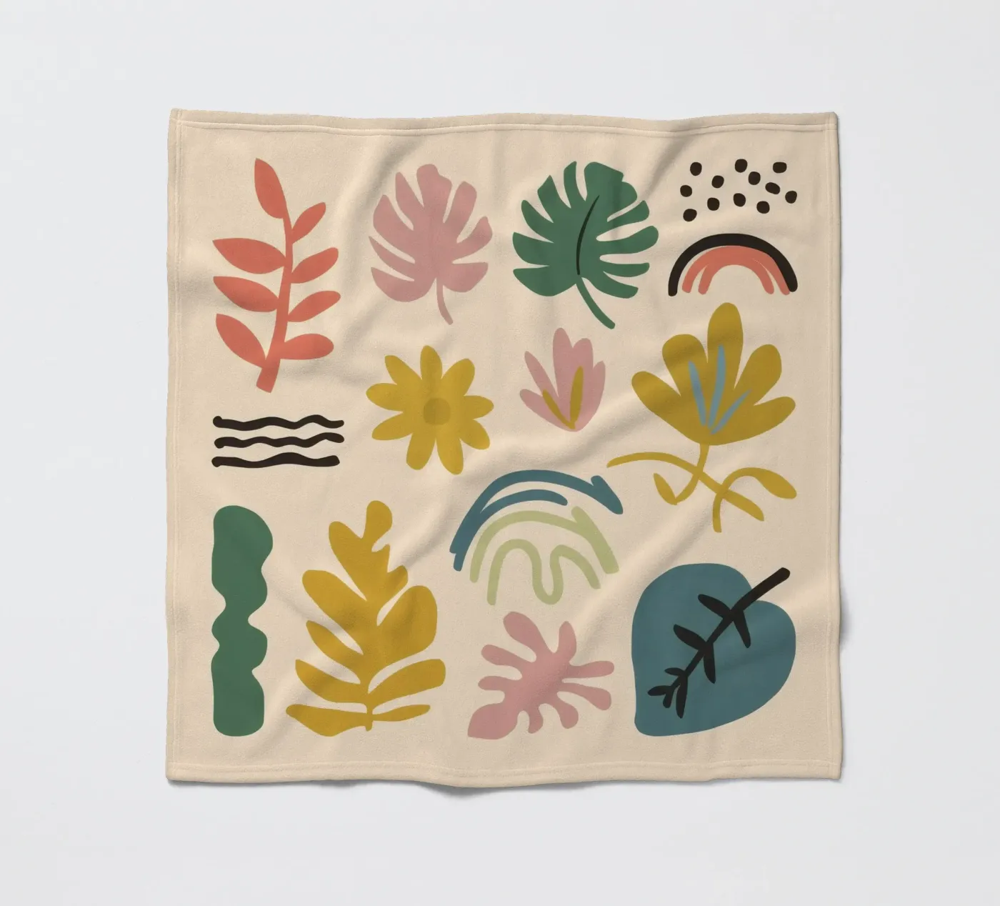 Botanical Abstract Patchwork fleece blanket by Luxe Brush