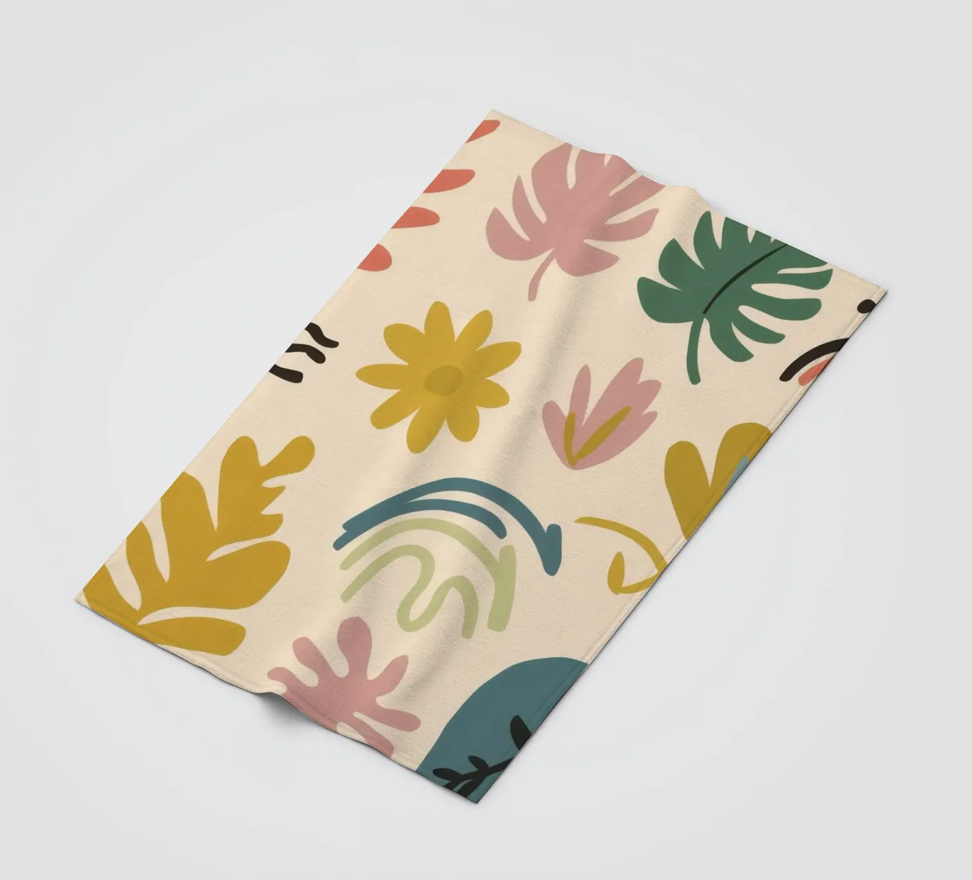 Botanical Abstract Patchwork fleece blanket by Luxe Brush
