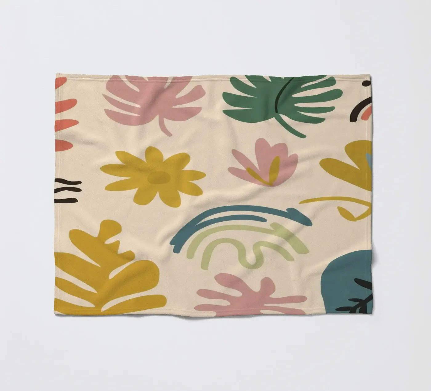 Botanical Abstract Patchwork fleece blanket by Luxe Brush