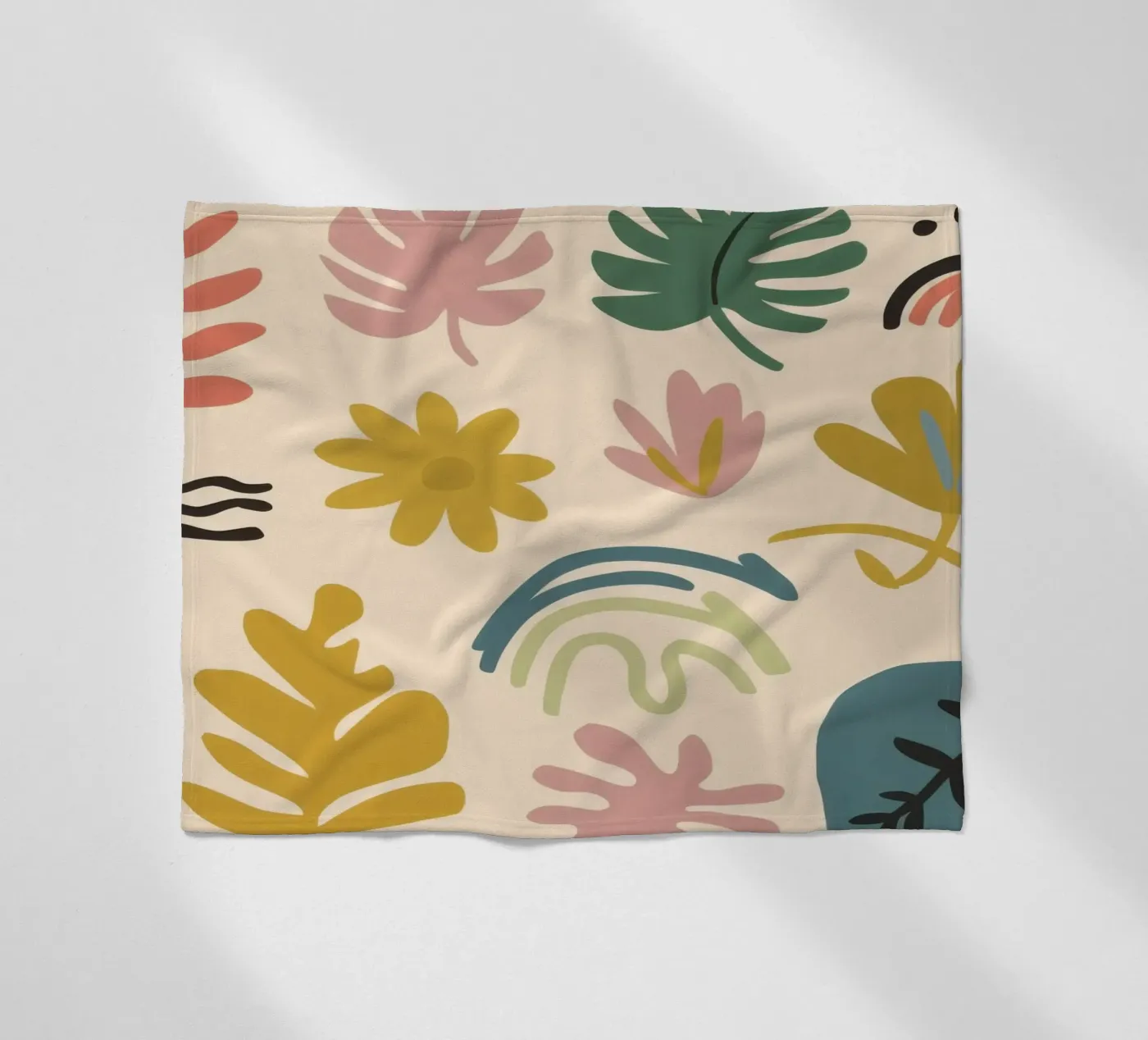 Botanical Abstract Patchwork fleece blanket by Luxe Brush