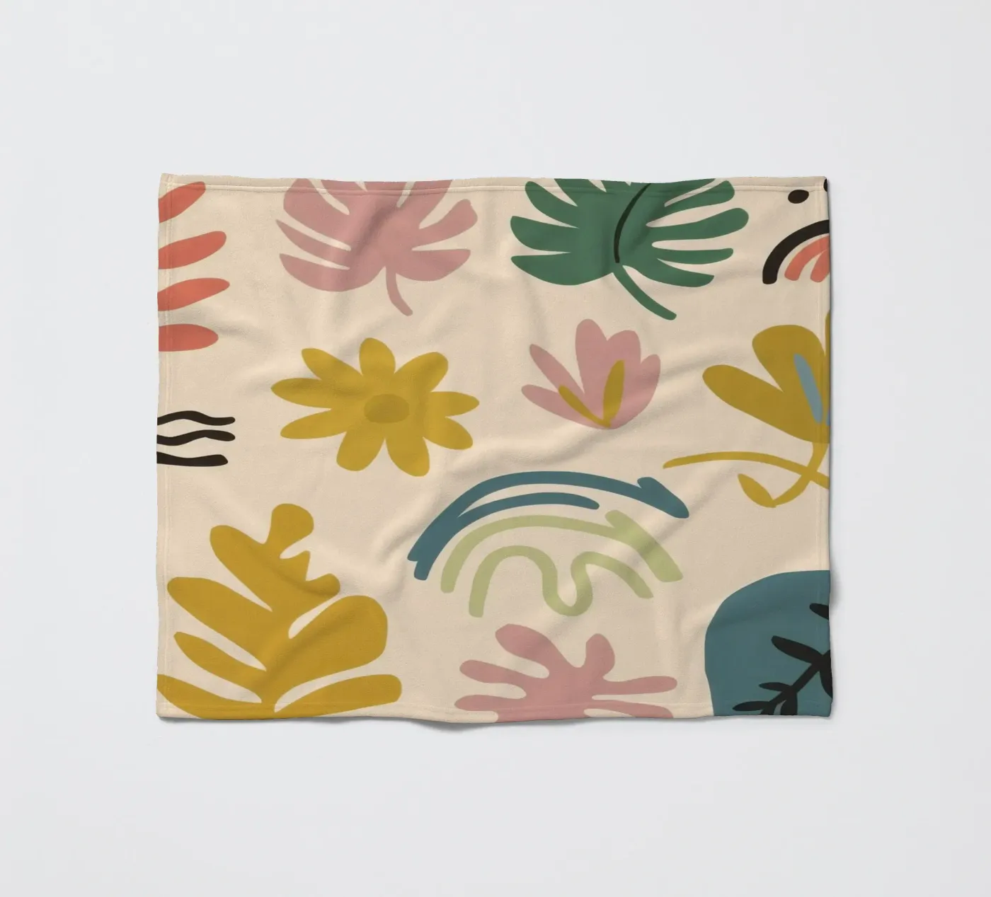 Botanical Abstract Patchwork fleece blanket by Luxe Brush