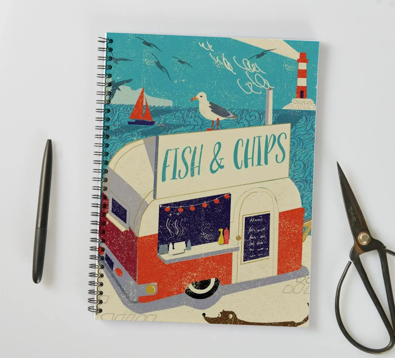 Fish and Chips spiral notebook by Rocket68