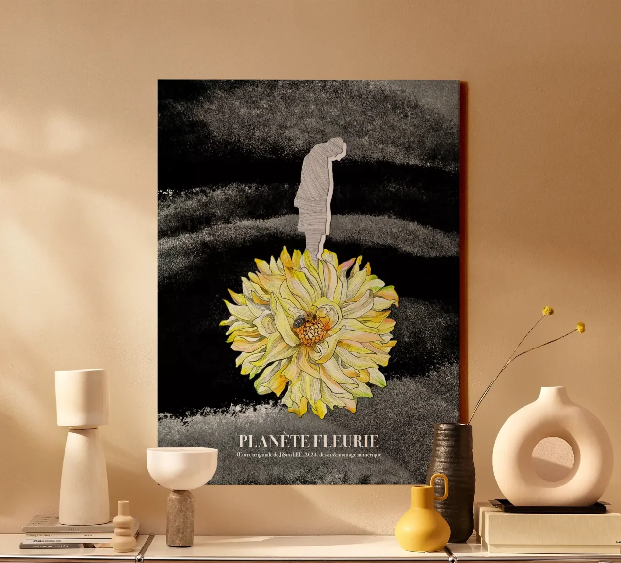 Planète Fleurie tela con Cornice a cassetta da artleejisun