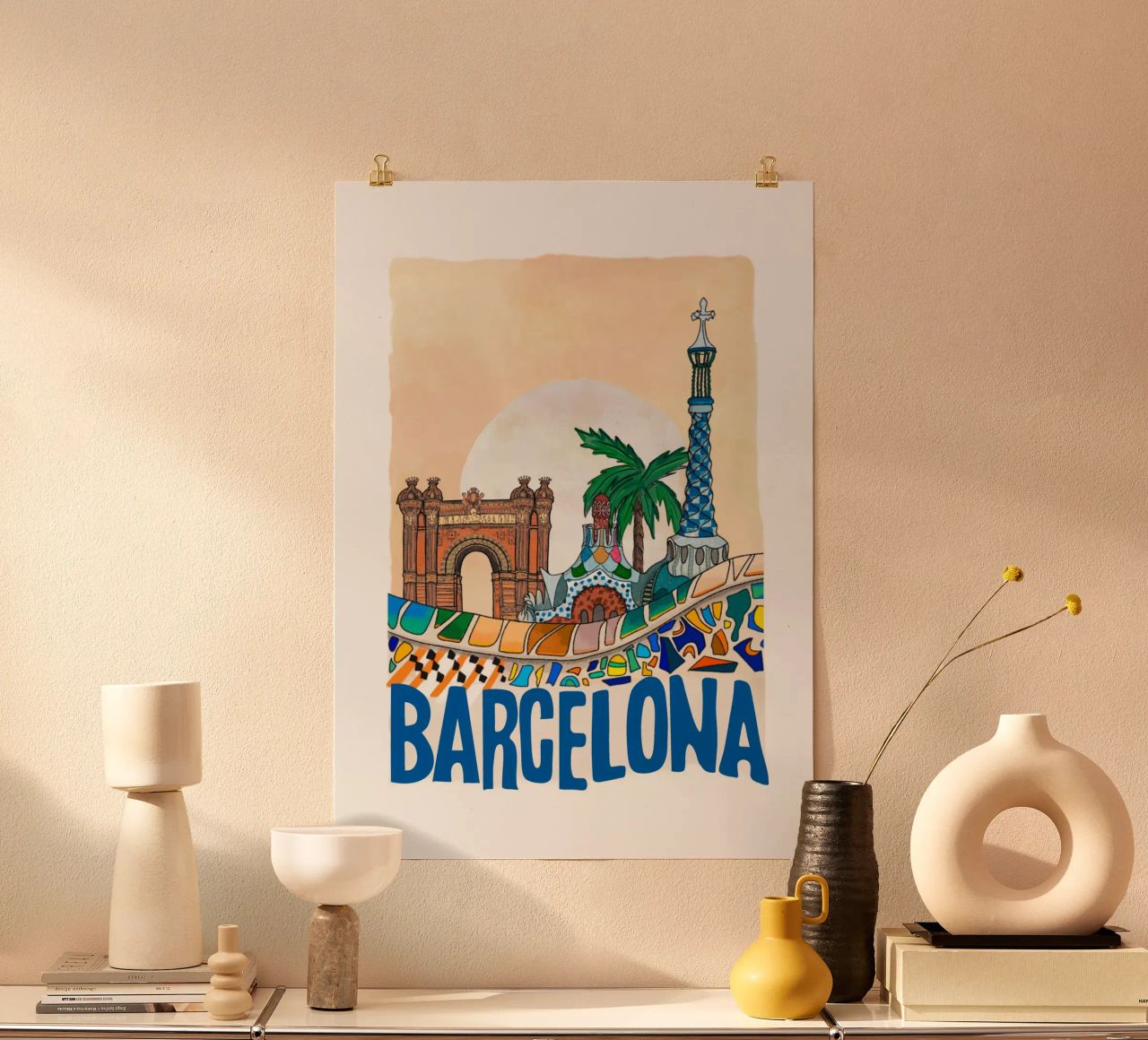 Barcelona - Park Güell and Arc de Triomf poster by Claudiabrueggen