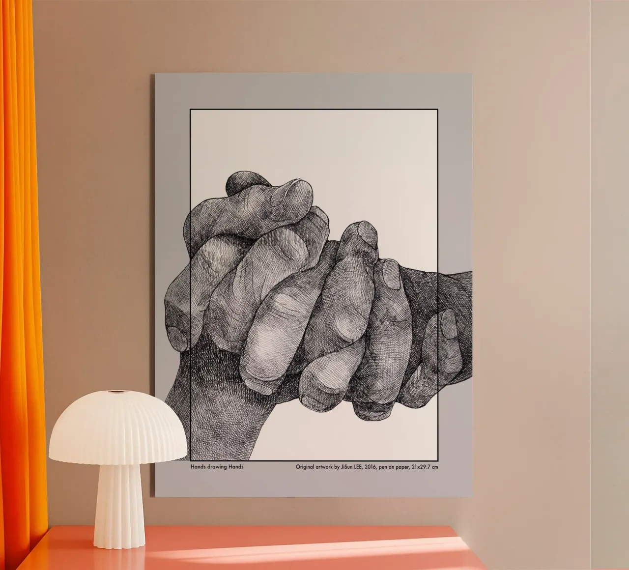 Hands drawing Hands - 2 alluminio dibond da artleejisun