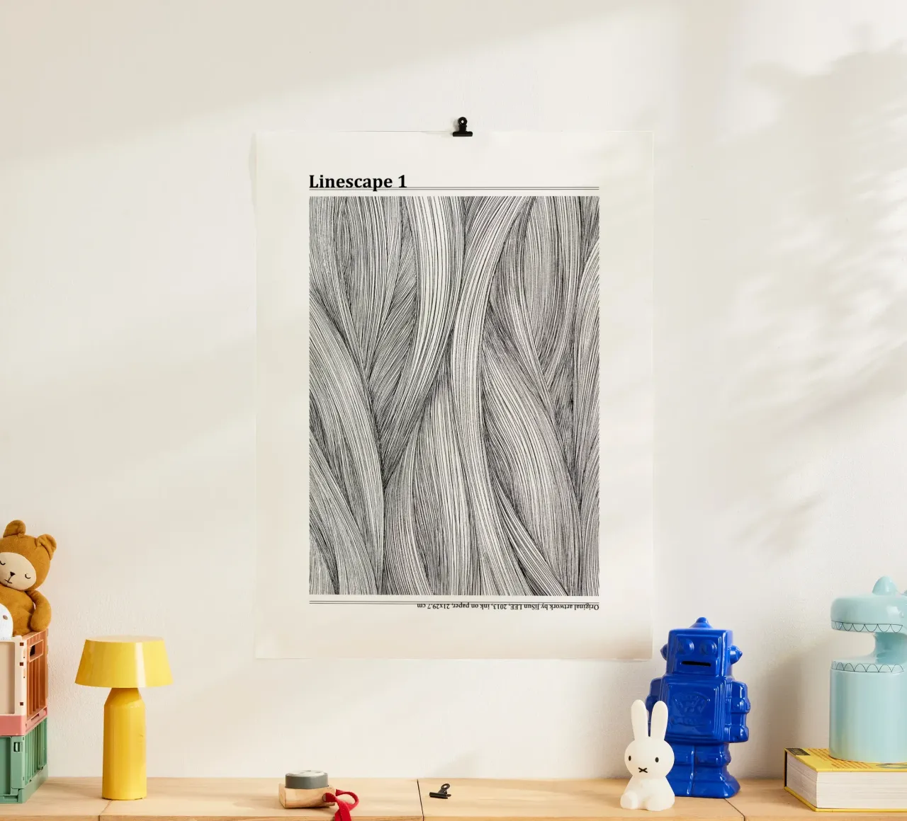 Linescape - 1 poster with wooden frame by artleejisun