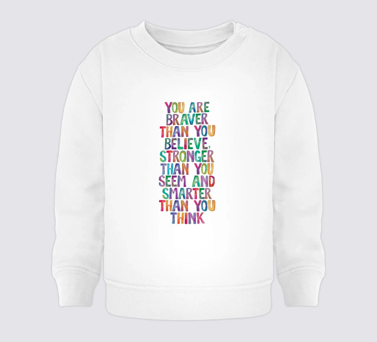 Sei più coraggioso di quanto tu creda Design tipografico arcobaleno felpa neonato da THE MOTIVATED TYPE