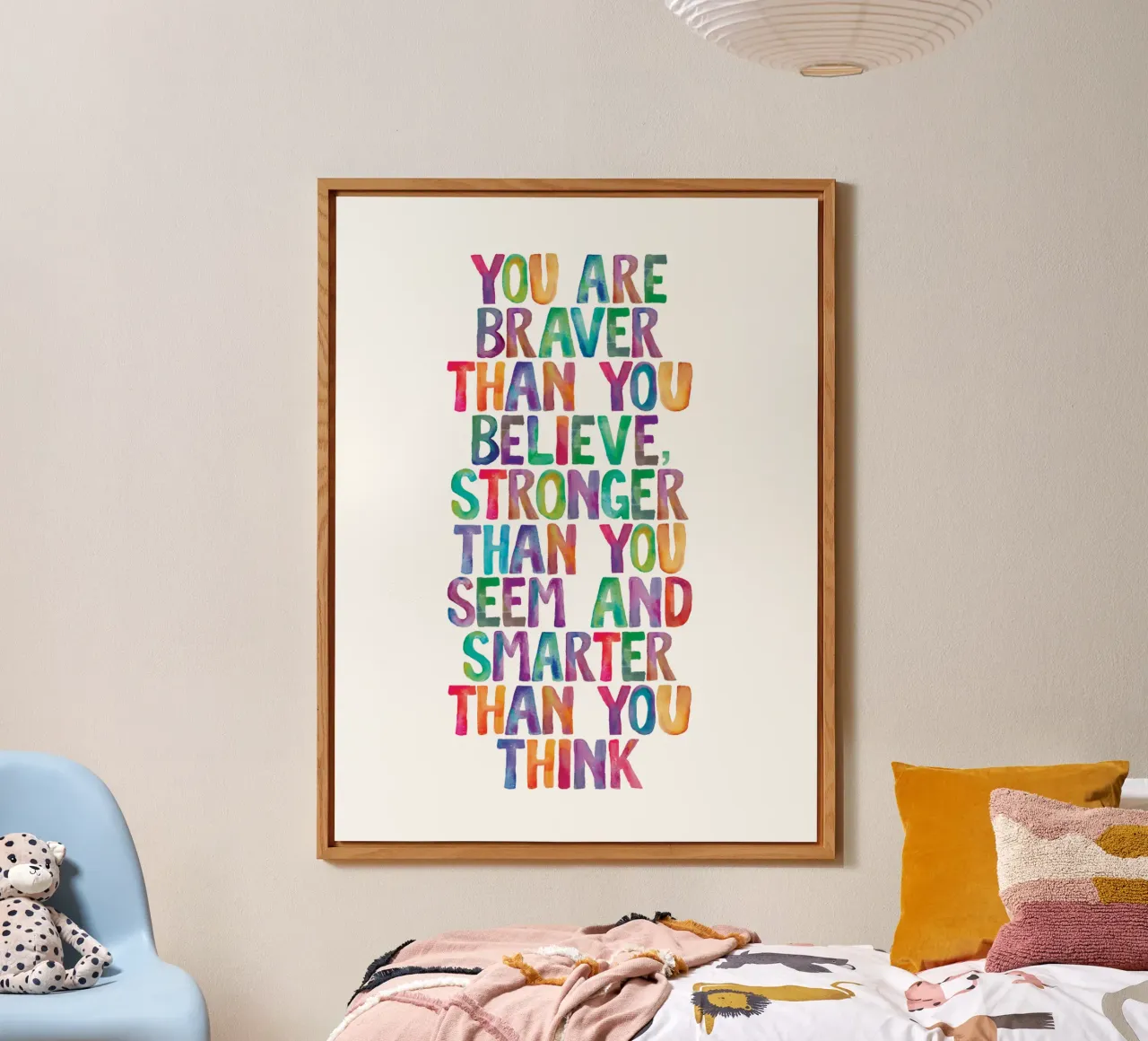 Sei più coraggioso di quanto tu creda Design tipografico arcobaleno alluminio dibond da THE MOTIVATED TYPE