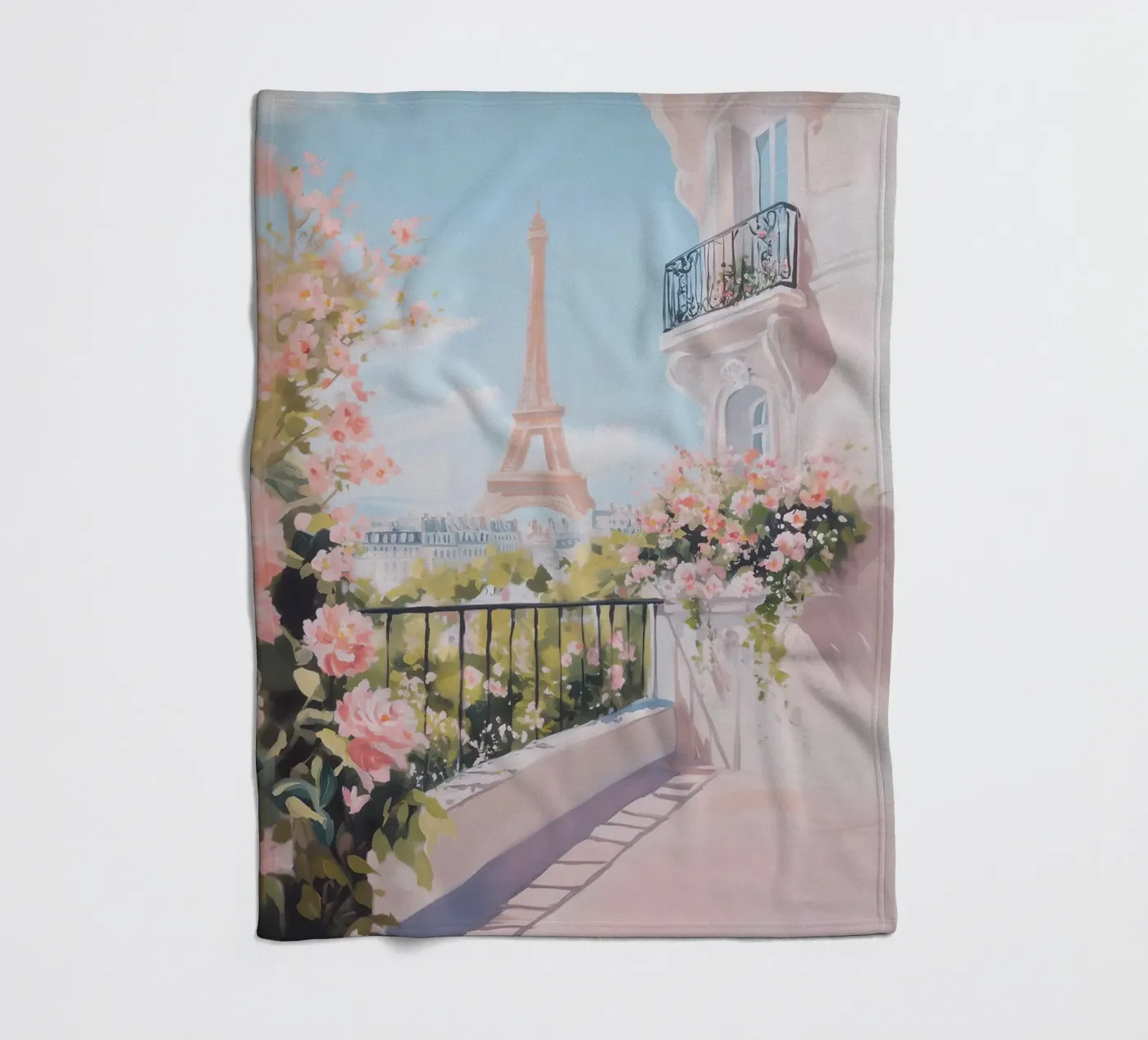 Pink Eiffel Tower fleecedeken van Cameron Martin