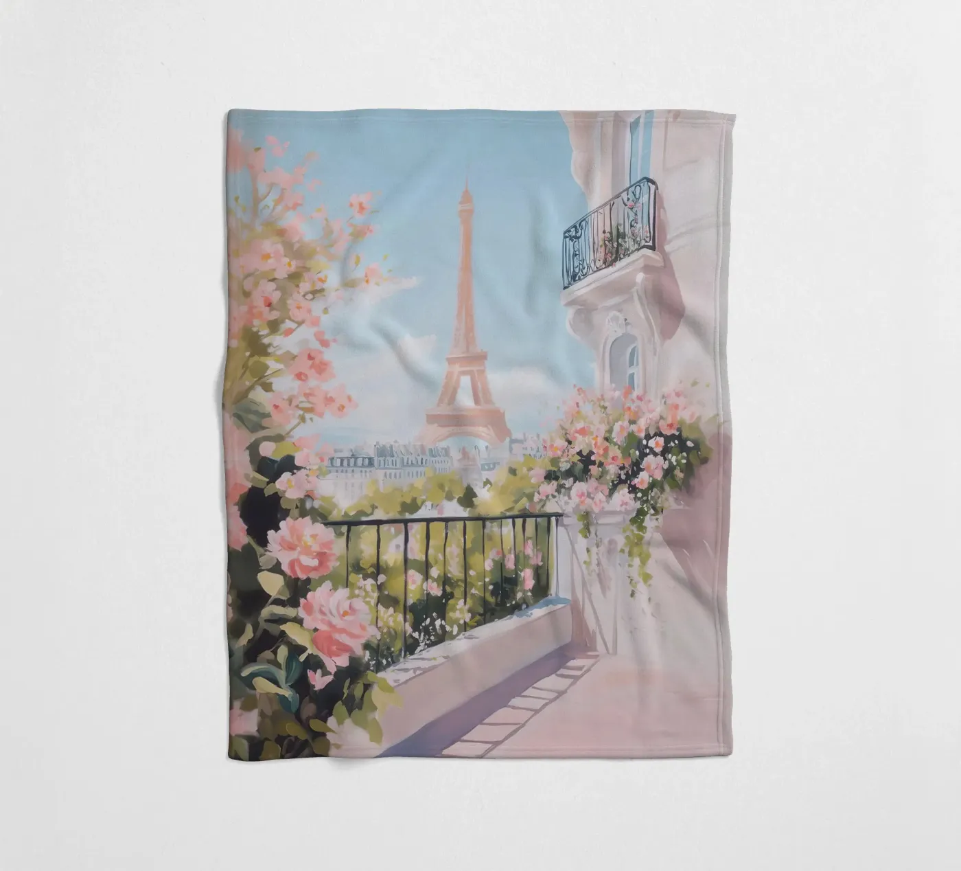 Pink Eiffel Tower fleecedeken van Cameron Martin