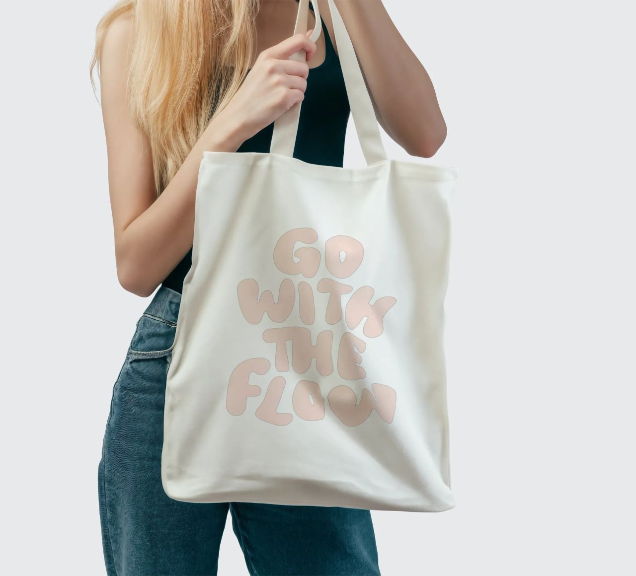 Go With The Flow Design tipografico rilassante borsa in juta da THE MOTIVATED TYPE