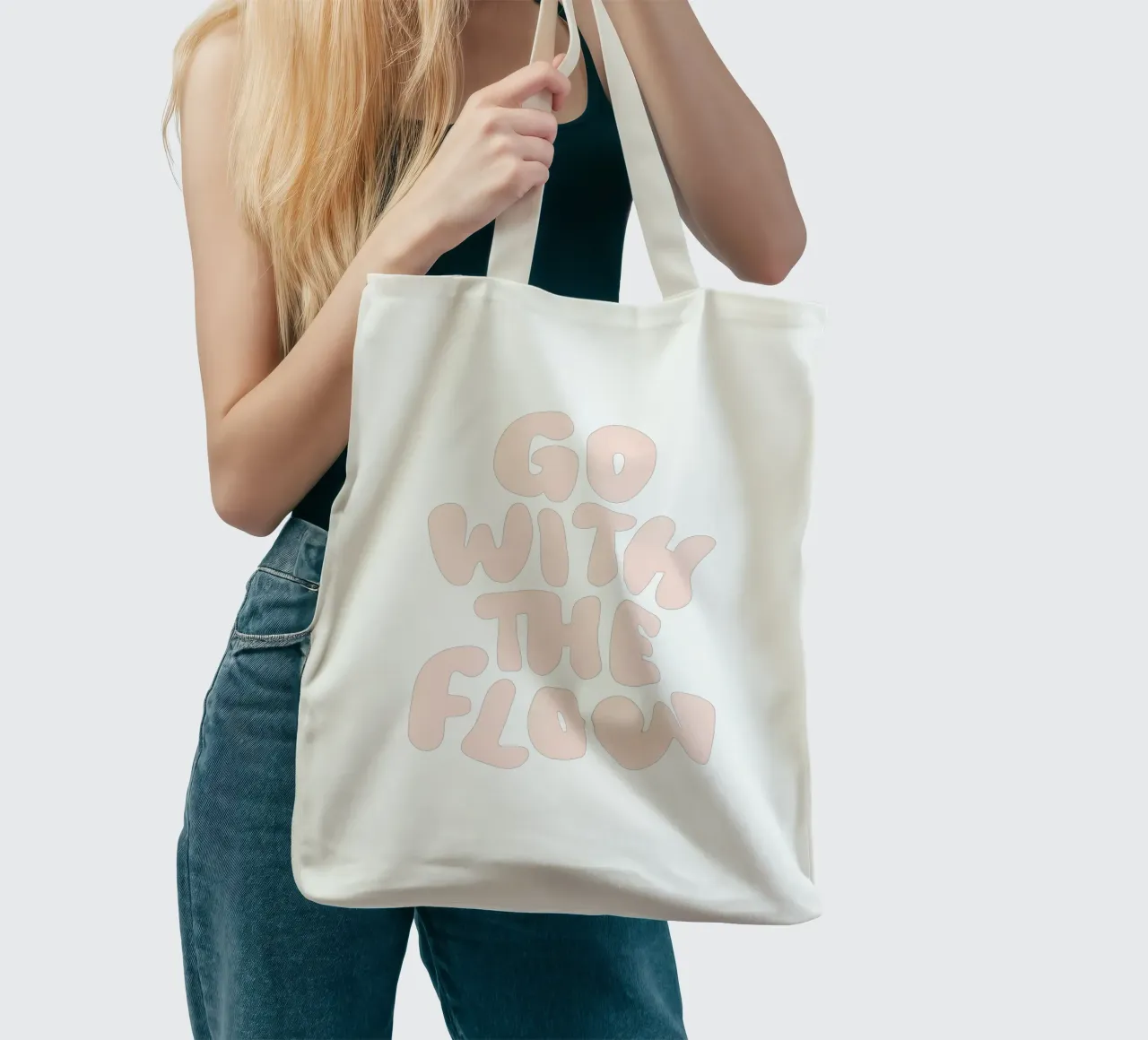 Go With The Flow Soothing Typografie Design tote bag by THE MOTIVATED TYPE