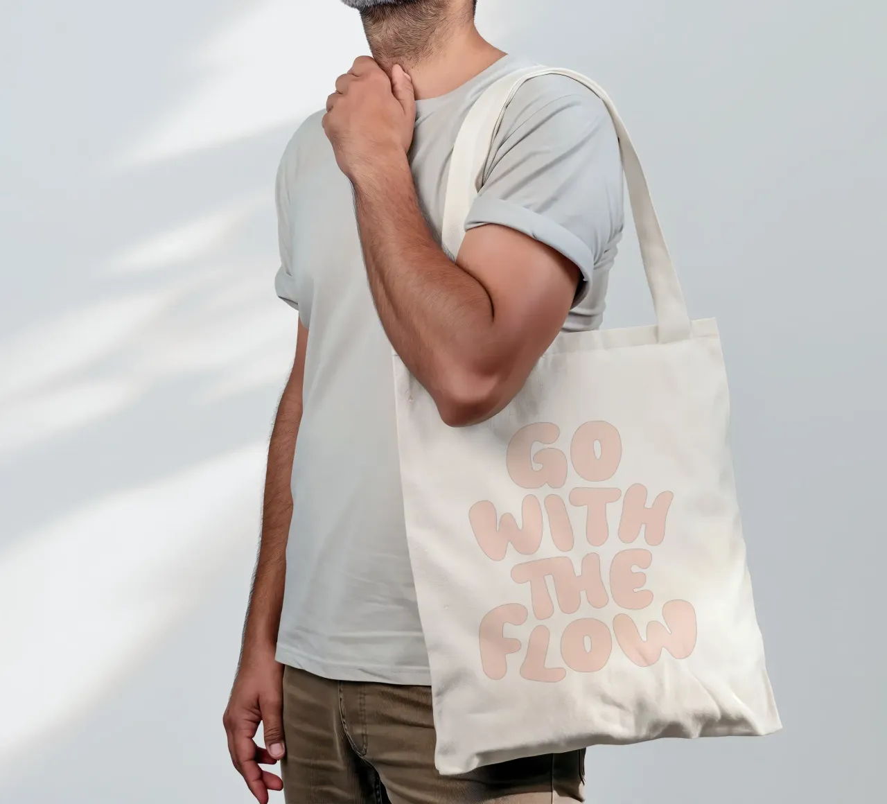 Go With The Flow Design tipografico rilassante borsa in juta da THE MOTIVATED TYPE