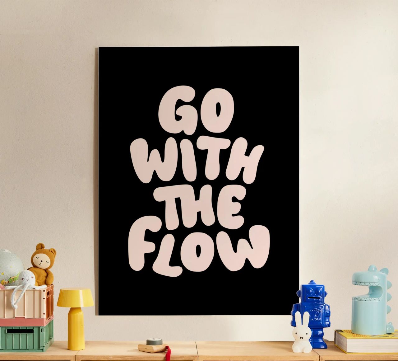 Go With The Flow Design tipografico rilassante plexiglass da THE MOTIVATED TYPE
