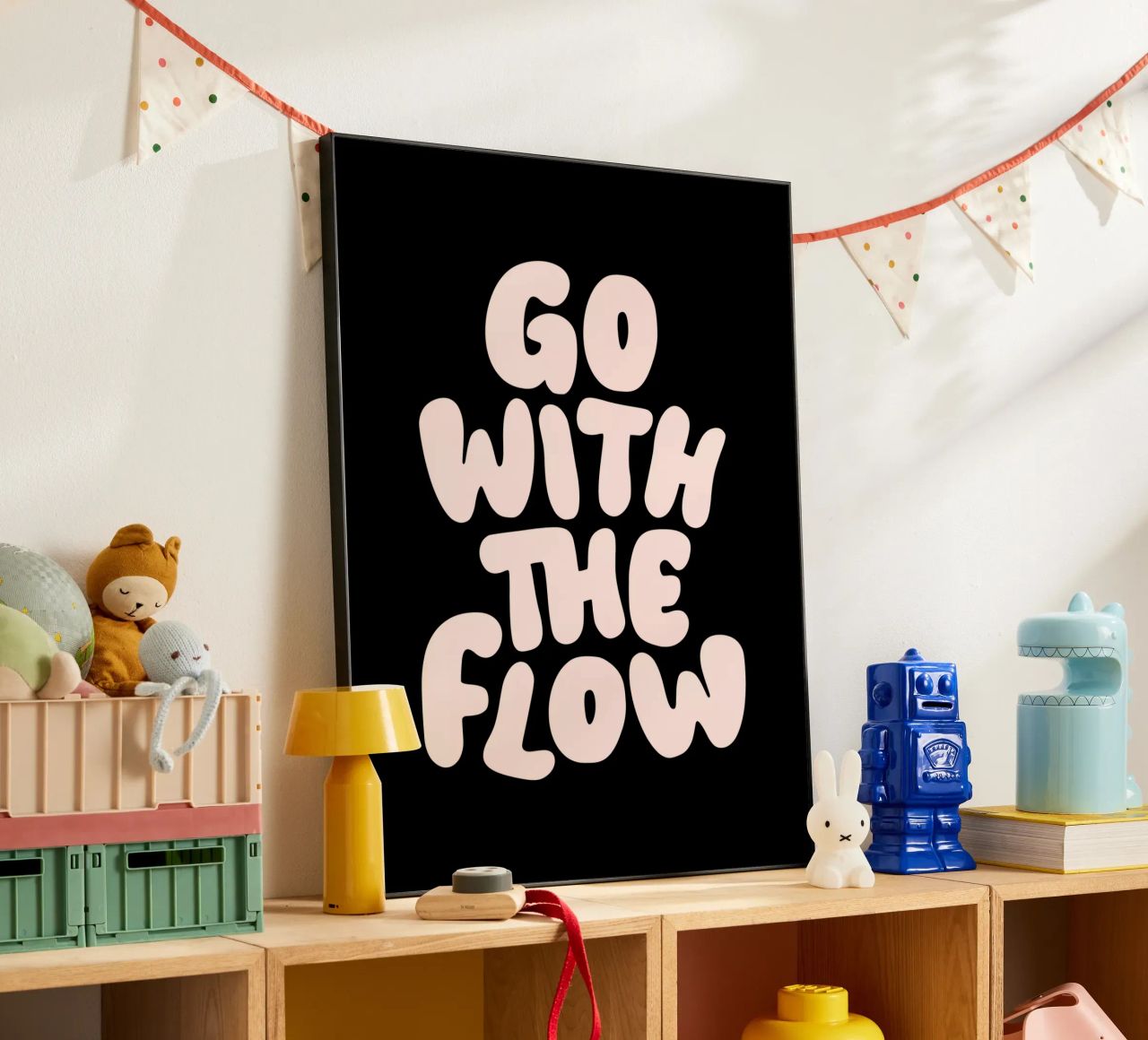 Go With The Flow Design tipografico rilassante alluminio dibond da THE MOTIVATED TYPE