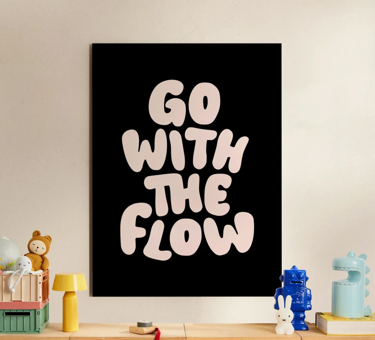 Go With The Flow Design tipografico rilassante alluminio dibond da THE MOTIVATED TYPE