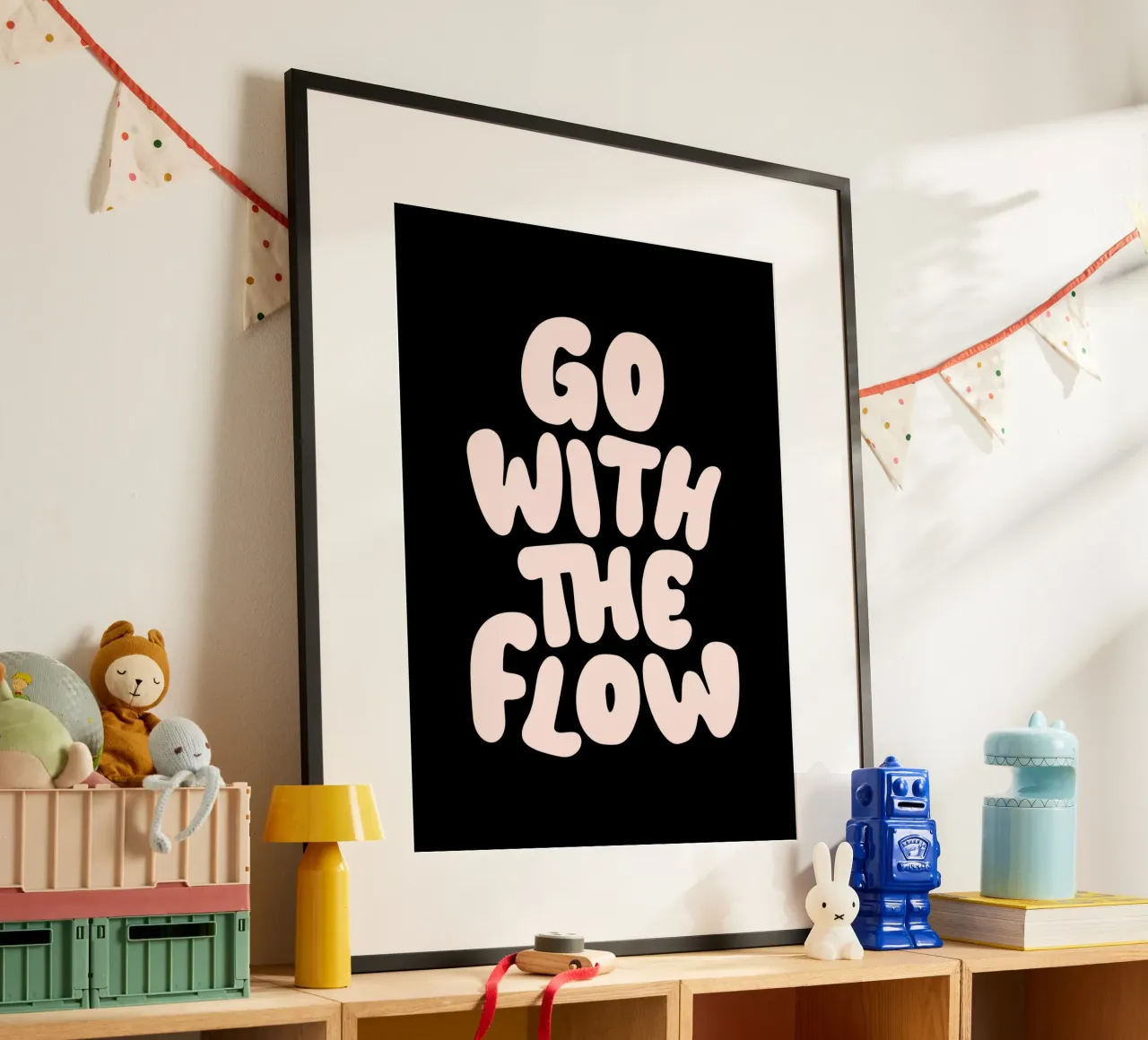 Go With The Flow Rustgevend Typografie Ontwerp poster van THE MOTIVATED TYPE