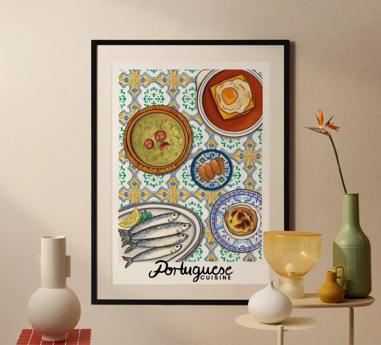 Cucina portoghese poster con telaio in legno da Claudiabrueggen