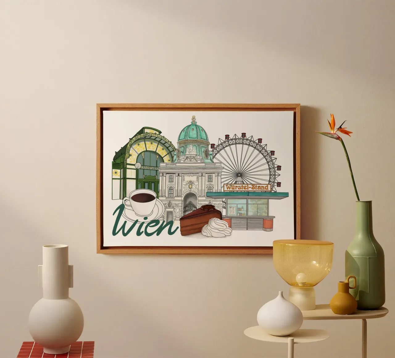Best of Wien canvas met Baklijst van Claudiabrueggen