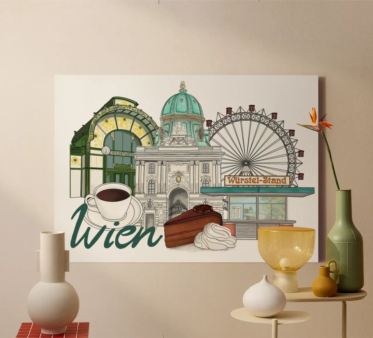 Best of Wien canvas met Baklijst van Claudiabrueggen