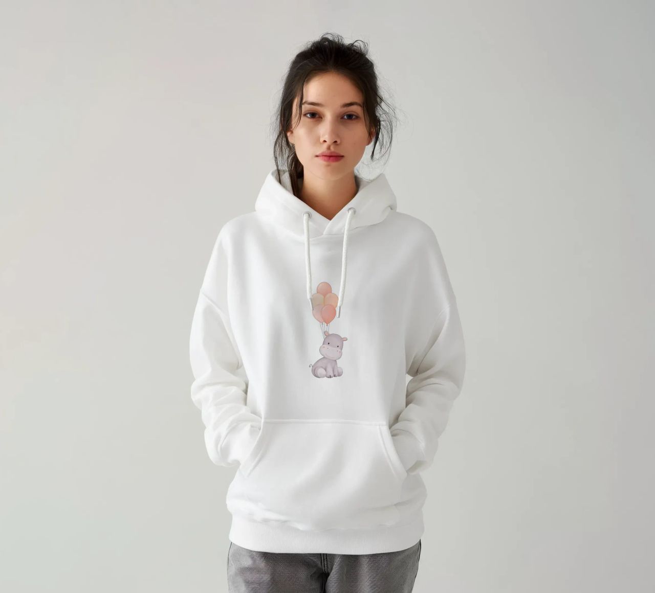 Sogno di un ippopotamo allegro felpa con cappuccio da Doodle Dreams Art