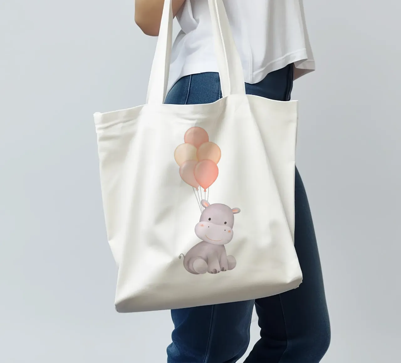 Sogno di un ippopotamo allegro borsa in juta da Doodle Dreams Art