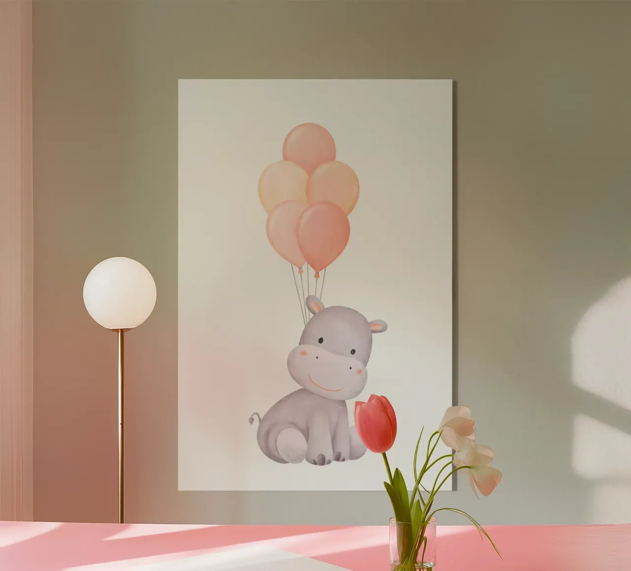 Sogno di un ippopotamo allegro plexiglass da Doodle Dreams Art