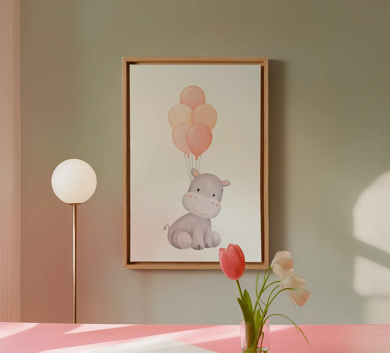 Sogno di un ippopotamo allegro tela con Cornice a cassetta da Doodle Dreams Art